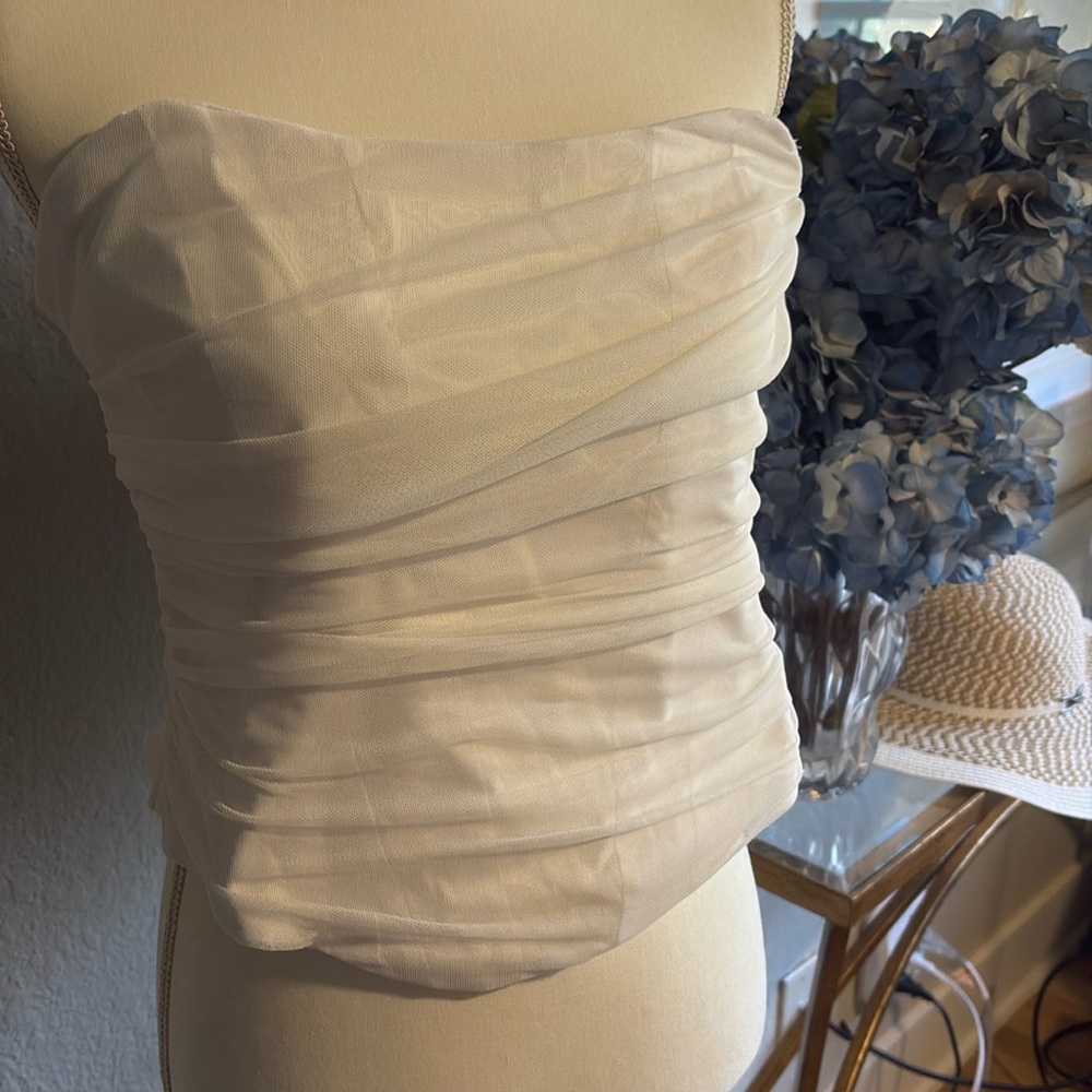 New York and Company Rouched Bustier off the shoulder top